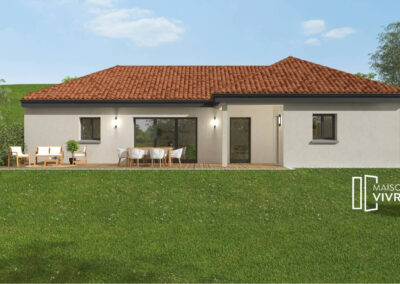 TERRAIN AVEC VUE ET PROJET DE MAISON MODERNE DE PLAN-PIED A COGNY (69640)