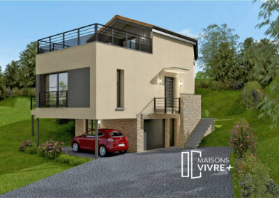 TERRAIN AVEC VUE ET PROJET DE MAISON D'ARCHITECTE A COGNY (69640)