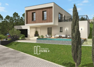 TERRAIN AVEC VUE + PROJET DE MAISON MODERNE A COGNY