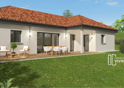 TERRAIN AVEC VUE ET PROJET DE MAISON MODERNE DE PLAN-PIED A COGNY (69640)